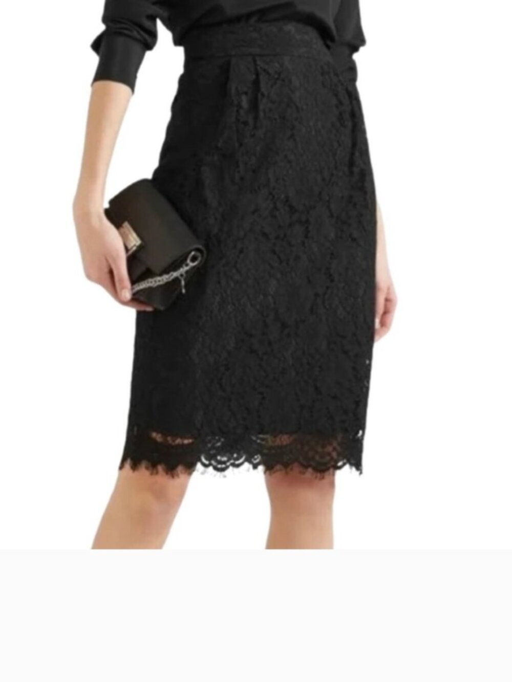 J.Crew Black Lace Pencil Skirt - Size 00P